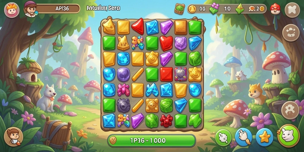 Screenshot menampilkan gameplay seru dalam game Match-3.