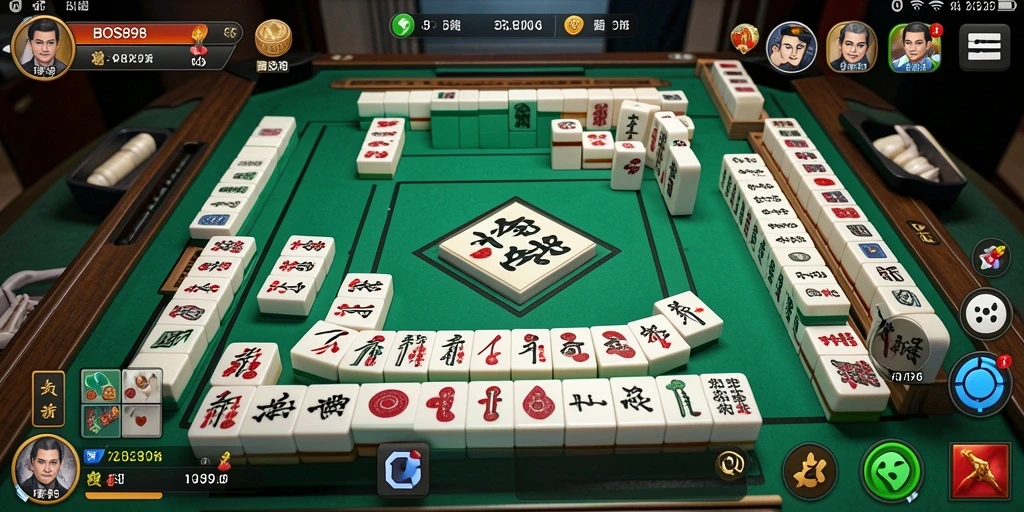 Tangkapan layar dari gameplay seru BOS898 yang menunjukkan papan Mahjong.