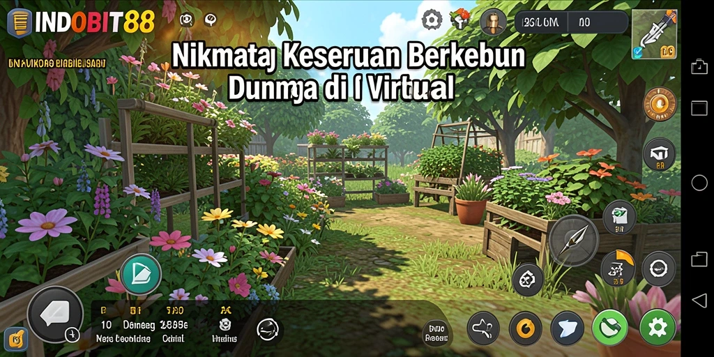 Tampilkan gameplay <strong>INDOBIT88</strong> dengan berkebun yang interaktif.
