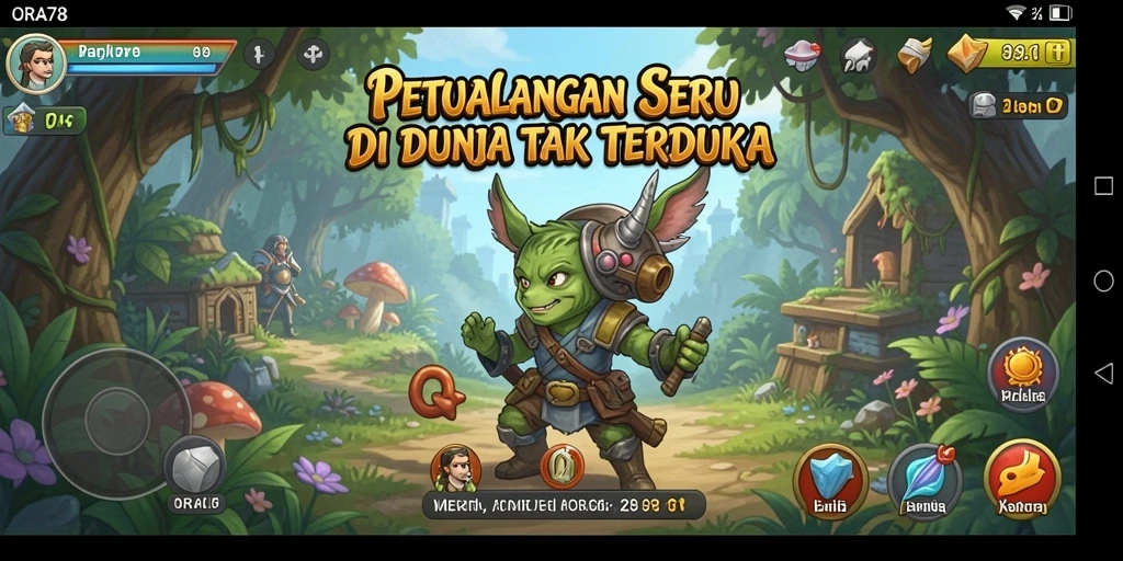 Screenshot gameplay ORA78 dengan penjelajahan dunia yang menakjubkan.