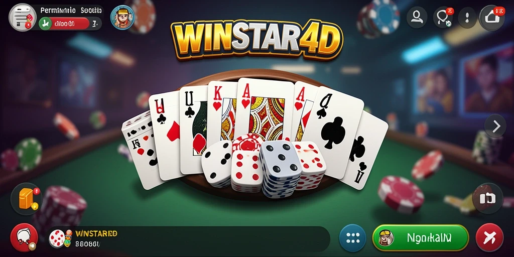 Tampilan gameplay seru dari WINSTAR4D yang menampilkan aksi permainan Domino.
