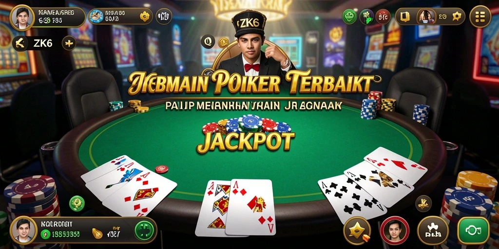 Screenshot gameplay ZK6 yang menampilkan aksi Poker yang seru.
